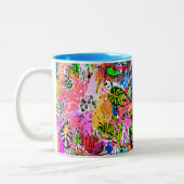 Koekkleurige abstracte gemengde paisleybloemen tweekleurige koffiemok (Links)