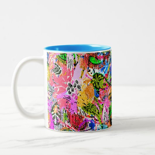 Koekkleurige abstracte gemengde paisleybloemen tweekleurige koffiemok (Links)