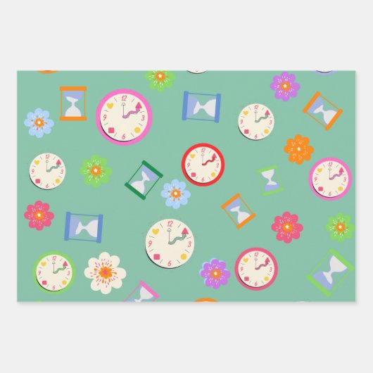 Koekklokken en bloementpartij inpakpapier vel (Voorkant 3)