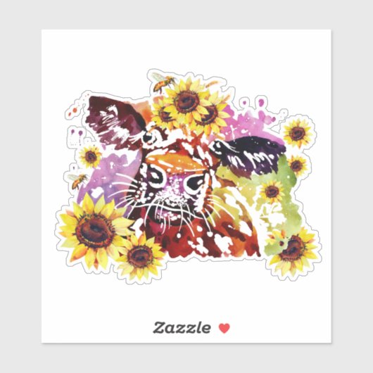 Koekoe met zonnebloemen op maat gesneden vinyl sti sticker (Vel)