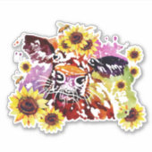 Koekoe met zonnebloemen op maat gesneden vinyl sti sticker (Voorkant)