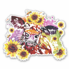 Koekoe met zonnebloemen op maat gesneden vinyl sti sticker