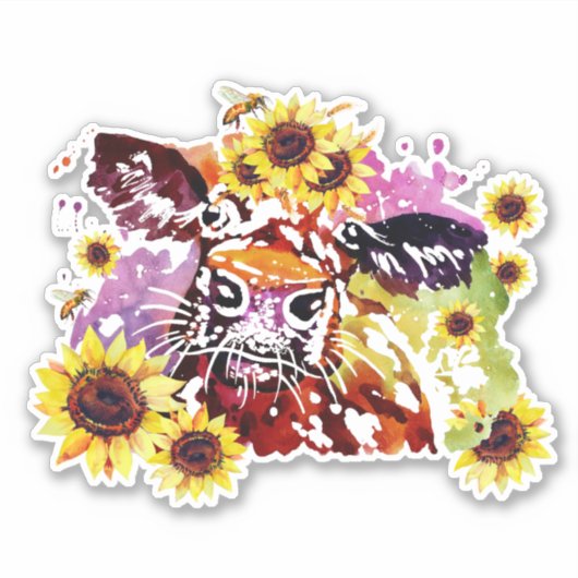 Koekoe met zonnebloemen op maat gesneden vinyl sti sticker (Voorkant)
