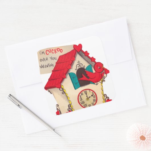 Koekoeksklok retro Valentijn sticker (Envelop)