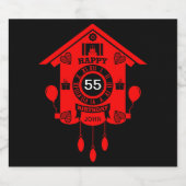 Koekoeksklok tijd Happy 55th Birthday Sparkling Wijnetiket (Enkel label)