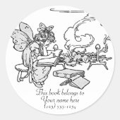 Koekplaat "Leesend Fairy" Ronde Sticker (Voorkant)