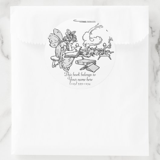 Koekplaat "Leesend Fairy" Ronde Sticker (Tas)