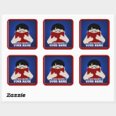 Koekplaatje Boy 2 Reading Book Custom Square Vierkante Sticker (Vel)