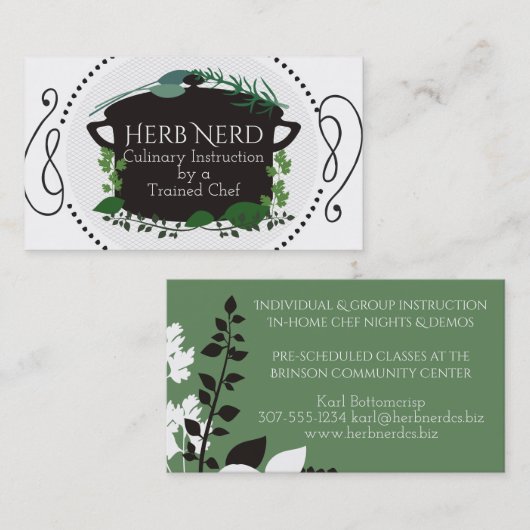 Koekpotkruiden visitekaartje van de kokafvoer (Voorkant / Achterkant)