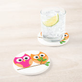 Koekroze en Oranje eigenaar in de boom Zandsteen Onderzetter (Zijkant)