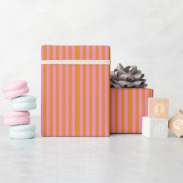 Koekroze en Oranje strepen Cadeaupapier