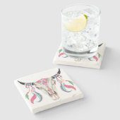 Koeksschedel met droomvangers stenen onderzetter (Zijkant)