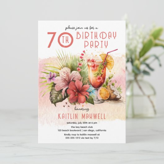 Koekstaarten van strand 70th Birthday Party Kaart (Staand voorkant)