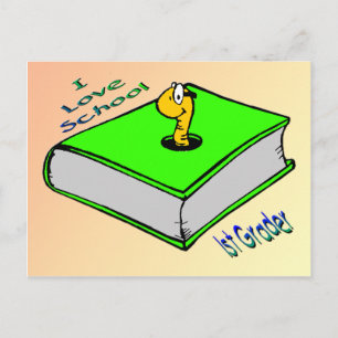 Koekworm 1st Grader - Ik hou van School Briefkaart