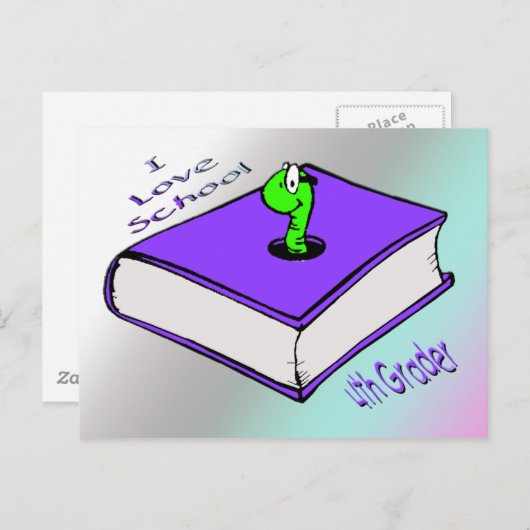 Koekworm 4th Grader - Ik hou van School Briefkaart (Voorkant / Achterkant)