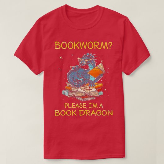 Koekworm alsjeblieft een boekdraak t-shirt (Design voorkant)