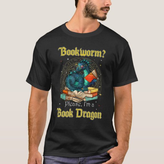 Koekworm alsjeblieft, ik ben een boekdraak t-shirt (Voorkant)