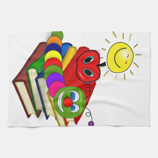 Koekworm, Boeken, Apple Kitchen Handdoek (Horizontaal)