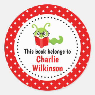 Koekworm Dit boek behoort tot de rode bladzijden v Ronde Sticker