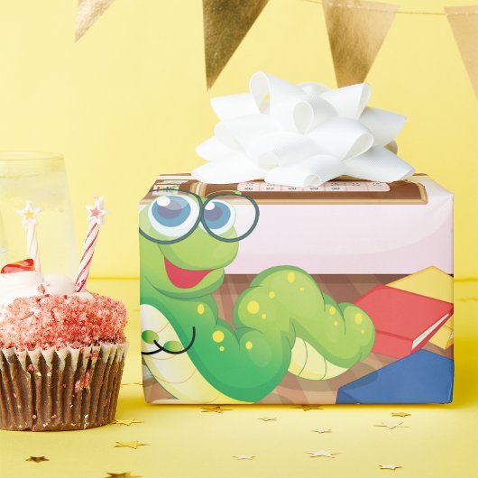 Koekworm in klasse Verpakkingspapier Cadeaupapier