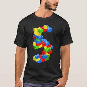 Koel 5e verjaardag bouwstenen 5 jaar oude jongen t-shirt