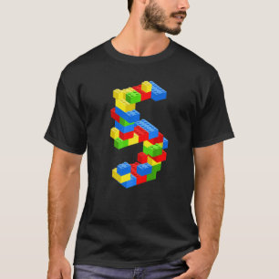 Koel 5e verjaardag bouwstenen 5 jaar oude jongen t-shirt