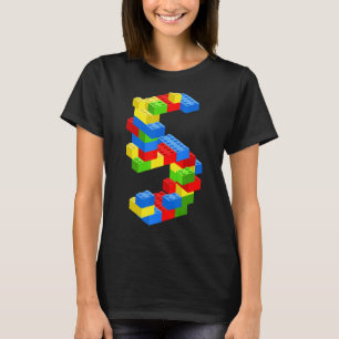 Koel 5e verjaardag bouwstenen 5 jaar oude jongen t-shirt