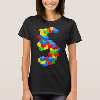 Koel 5e verjaardag bouwstenen 5 jaar oude jongen t-shirt