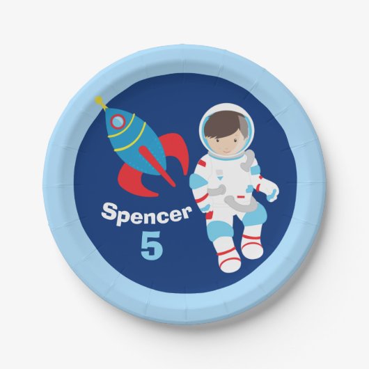 Koel Aangepaste astronaut Buitenruimte Kinderen va Papieren Bordje (Voorkant)