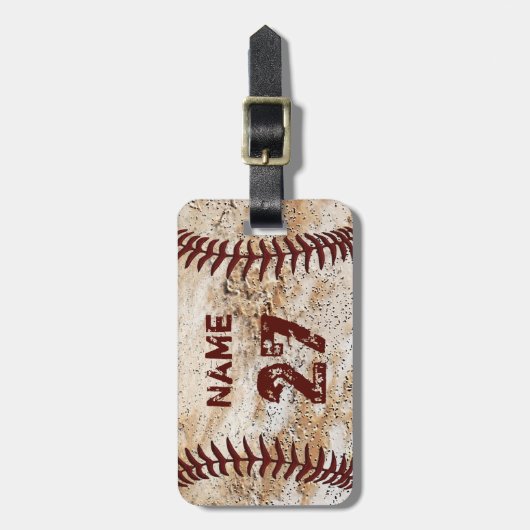 Koel Aangepaste Baseball Bagagelabels Jouw tekst (Voorkant verticaal)