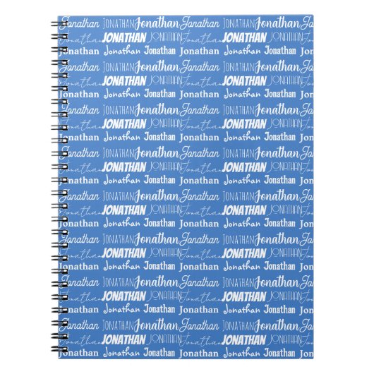 Koel aangepaste blauwe naam lettertype collage notitieboek (Voorkant)