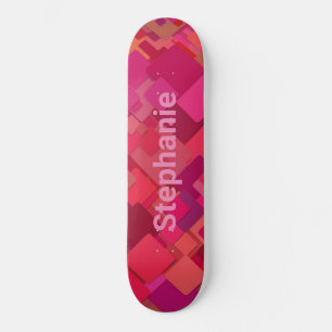 Koel aangepaste rode roze vierkantjes persoonlijk skateboard
