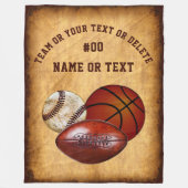 Koel Aangepaste Sportthrow Blanket, Jouw tekst Fleece Deken (Voorkant)