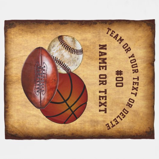 Koel Aangepaste Sportthrow Blanket, Jouw tekst Fleece Deken (Voorkant (Horizontaal))