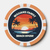 Koel Aangepaste Zonsopgang Palmboom Strandfeest Bl Poker Chips (Voorkant)