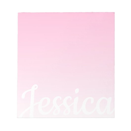 Koel aanpasbare roze verloop ombre uw script notitieblok (Voorkant)