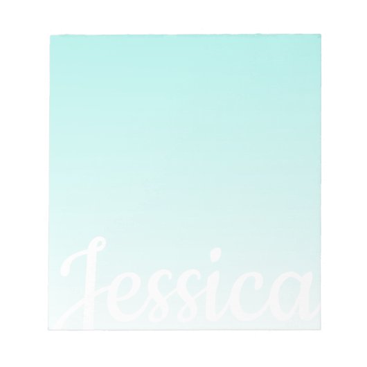 Koel aanpasbare teal verloop ombre uw script notitieblok (Voorkant)