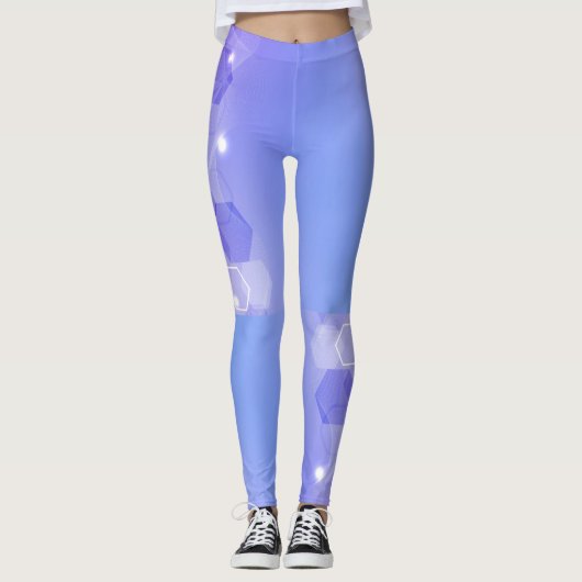 Koel abstract blauw meetkundig patroon leggings (Voorkant)