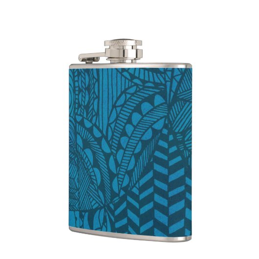 Koel Abstract blauw patroon Heupfles (Links)