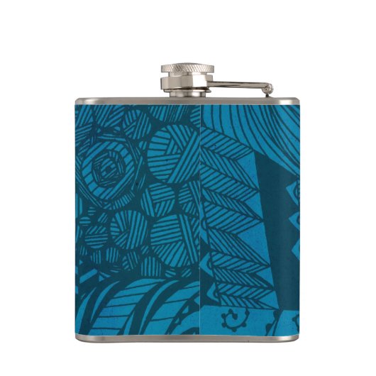 Koel Abstract blauw patroon Heupfles (Achterkant)