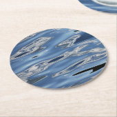 Koel abstract blauw patroon ronde kartonnen onderzetter (Gebogen)