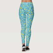 Koel Abstract Blauwgroen Geel Stippen Waterverf Pa Leggings (Achterkant)