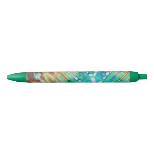 Koel Abstract Blauwgroen Groen Bruin Beach Batik T Zwarte Inkt Pen (Voorkant)