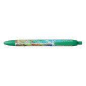 Koel Abstract Blauwgroen Groen Bruin Beach Batik T Zwarte Inkt Pen (Achterkant)