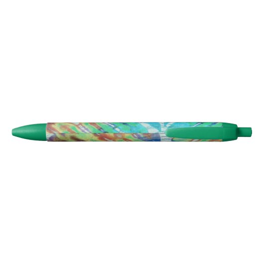Koel Abstract Blauwgroen Groen Bruin Beach Batik T Zwarte Inkt Pen (Achterkant)