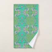Koel Abstract Chartreuse en Blauw Groovy Retro Bad Handdoek (Handdoek)