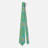Koel Abstract Chartreuse en Blauw Groovy Retro Stropdas (Voorkant)