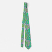 Koel Abstract Chartreuse en Blauw Groovy Retro Stropdas (Achterkant)