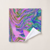 Koel Abstract Chartreuse en Hete Roze Groovy Retro Bad Handdoek (Wasdoekje)