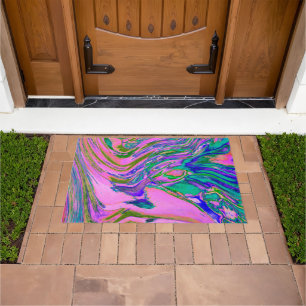 Koel Abstract Chartreuse en warmroze roovy Retro Deurmat